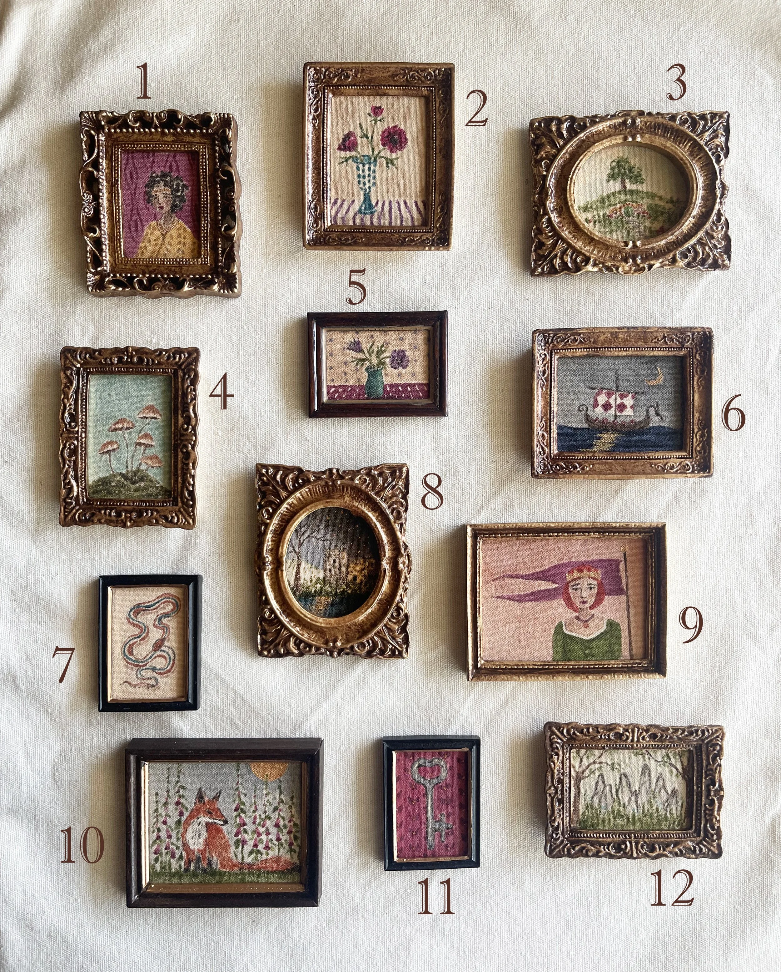 miniature original paintings by Phoebe Stout for Talufane