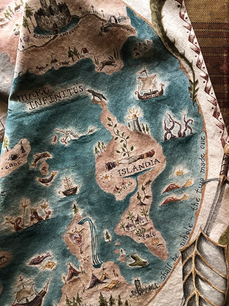 Medieval textile map by Phoebe Stout for Talufane