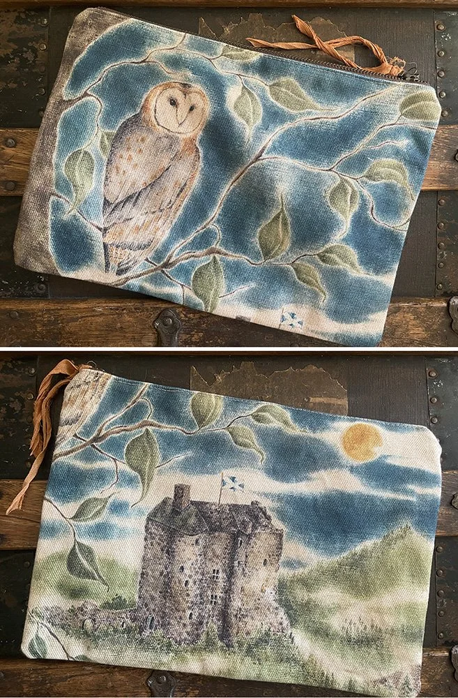 Barn Owl and Neidpath Castle pouch by Talufane