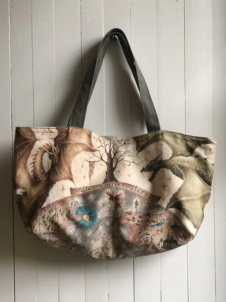 green and gold dragon bag by Phoebe Stout for Talufane