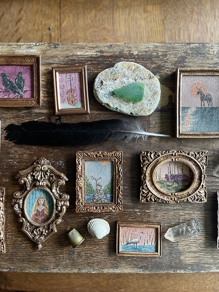 gallery of original mini paintings by Phoebe Stout for Talufane