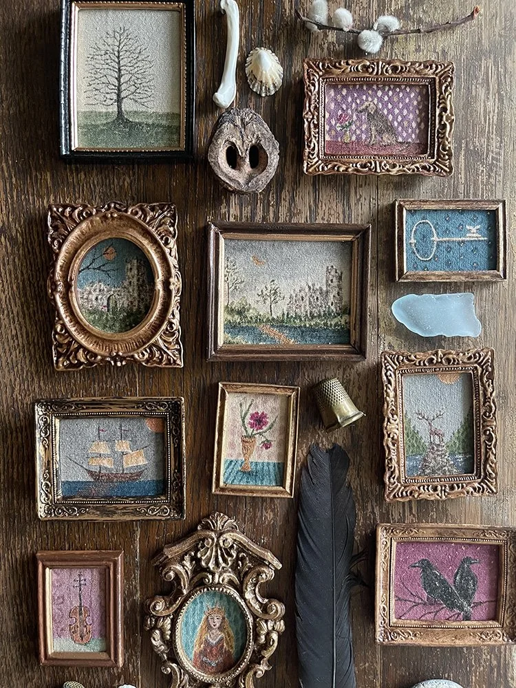mini paintings inspired by medieval fantasy by Phoebe Stout for Talufane