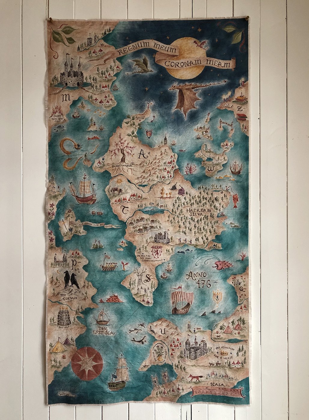 My Kingdom, My Crown medieval map wall hanging by Phoebe Stout for Talufane
