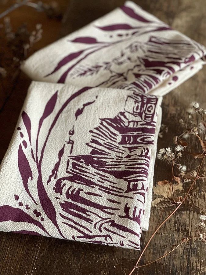 The Library in the Tower hand printed cotton towel by Talufane