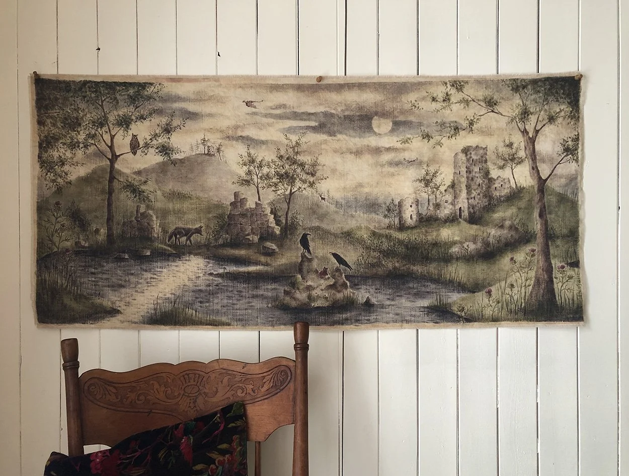 castle ruins landscape painting by Talufane