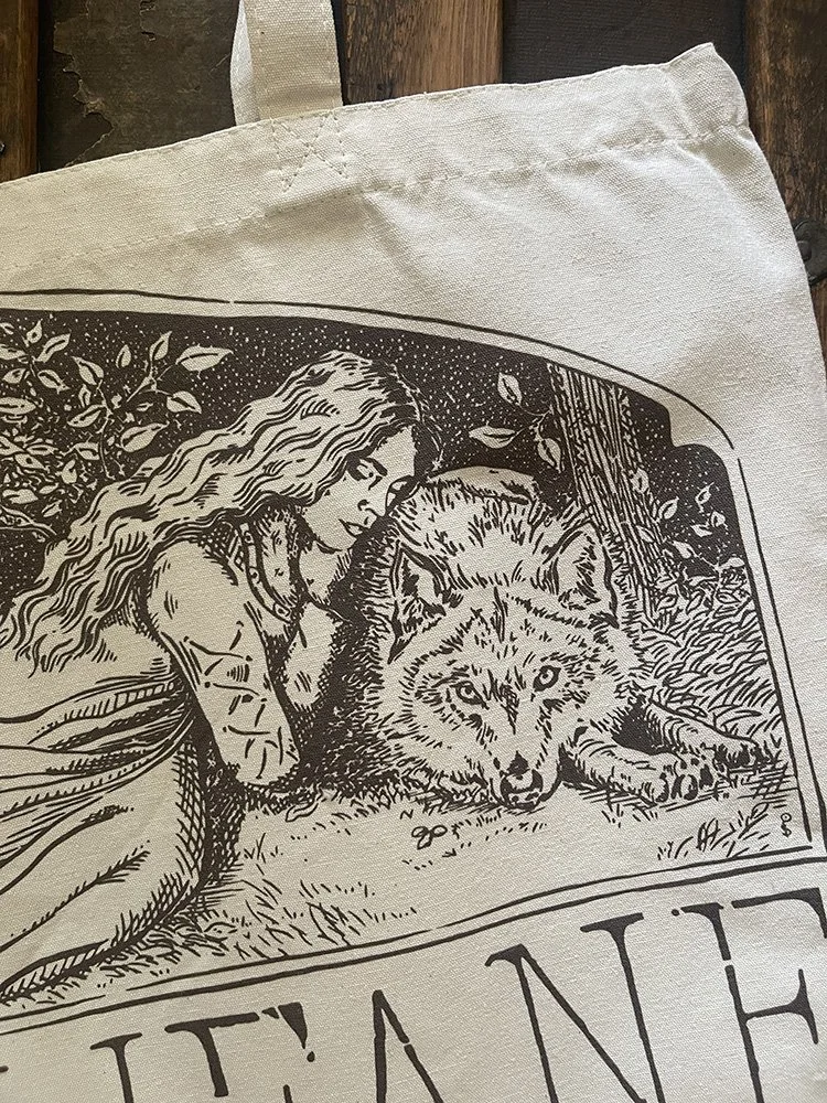 Talufane wolves tote bag by Phoebe Stout
