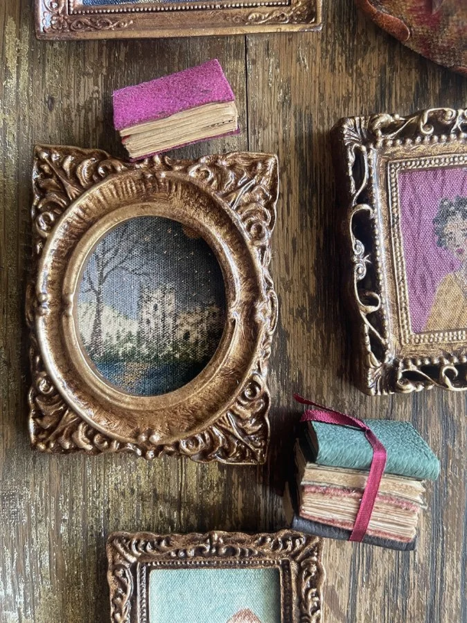 miniature medieval castle painting by Phoebe Stout for Talufane