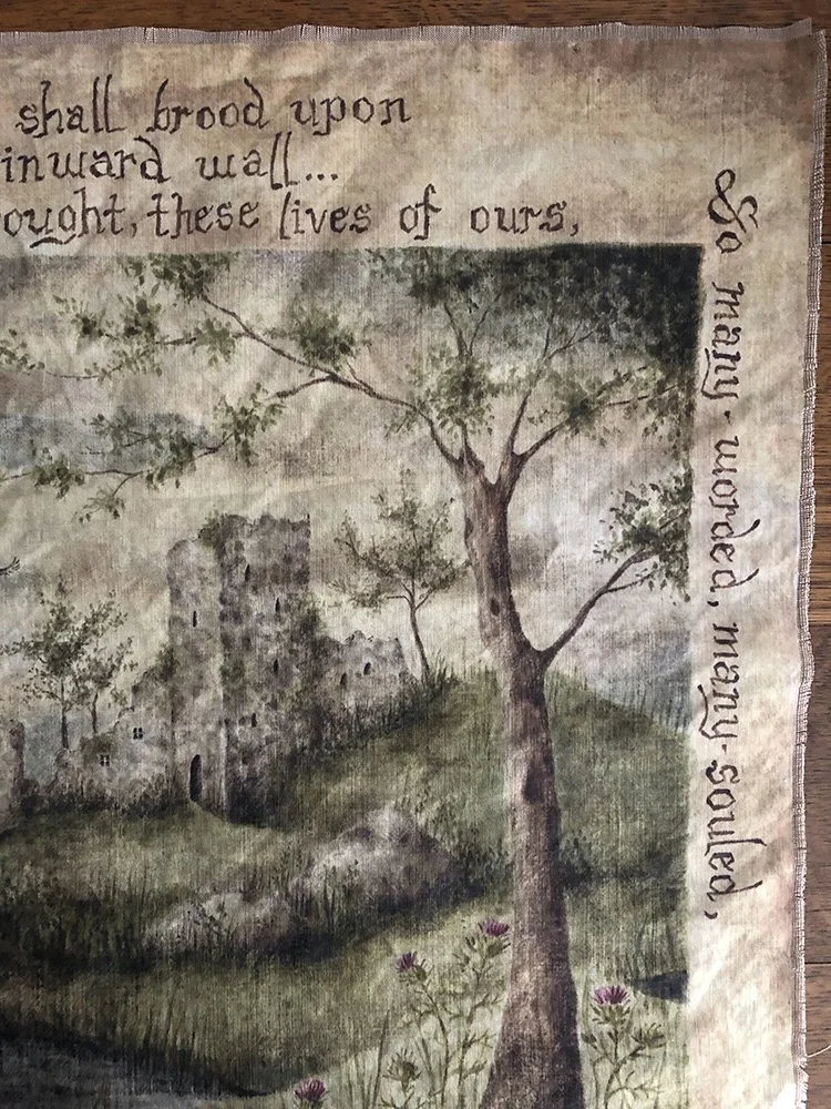 castle ruins linen landscape tapestry by Talufane