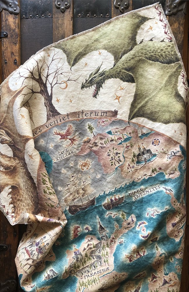 Medieval map with dragons by Phoebe Stout for Talufane