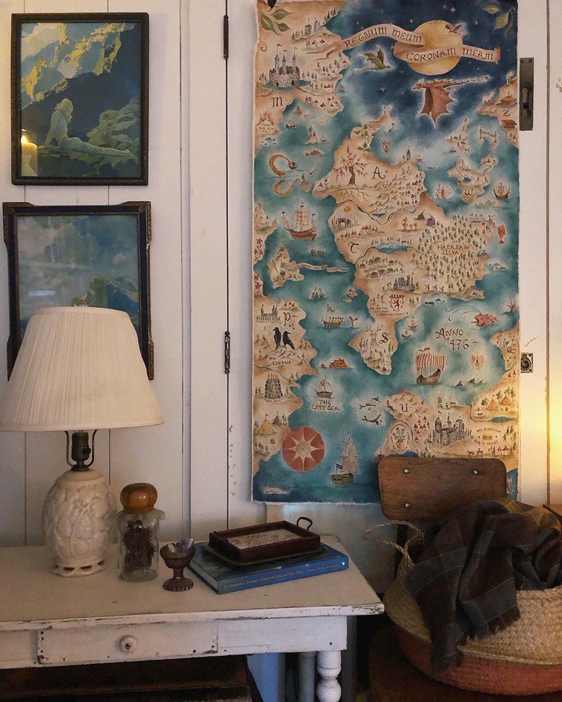 Medieval-Inspired map wall tapestry by Phoebe Stout for Talufane