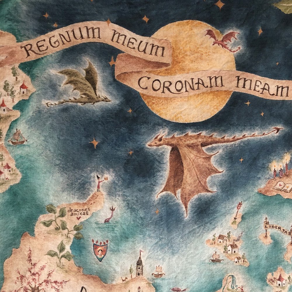 Medieval-Inspired map wall tapestry by Phoebe Stout for Talufane