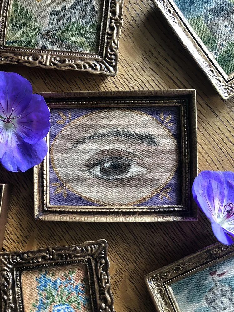 "Behold" miniature eye painting by Phoebe Stout