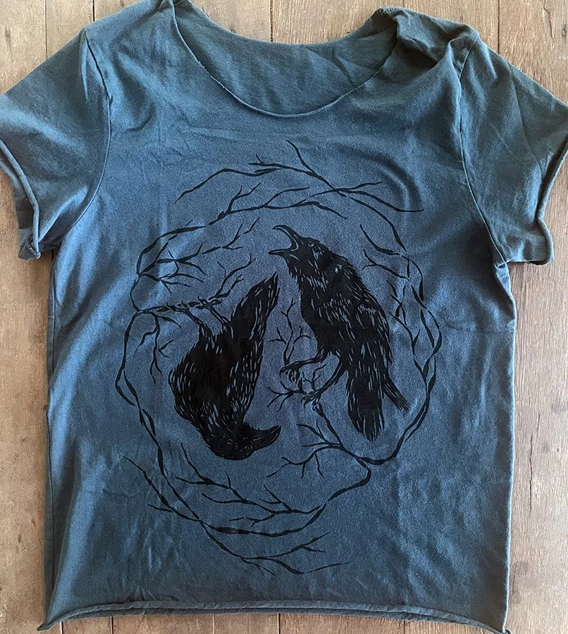Two Ravens printed tee by Talufane