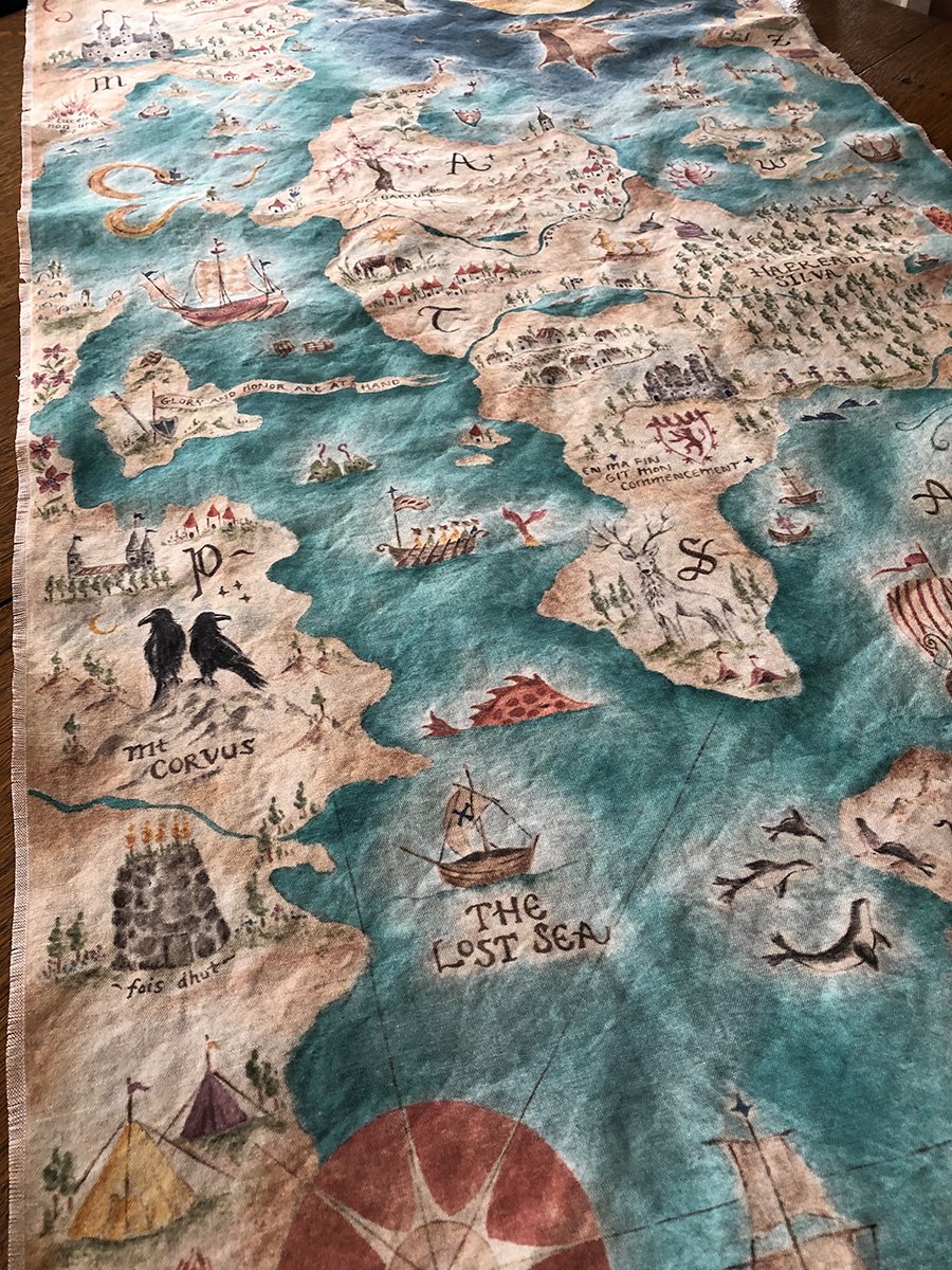 Medieval-Inspired map wall tapestry by Phoebe Stout for Talufane