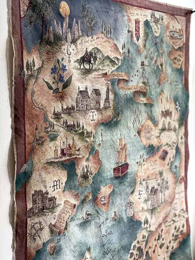 Outlander-inspired medieval map tapestry by Talufane