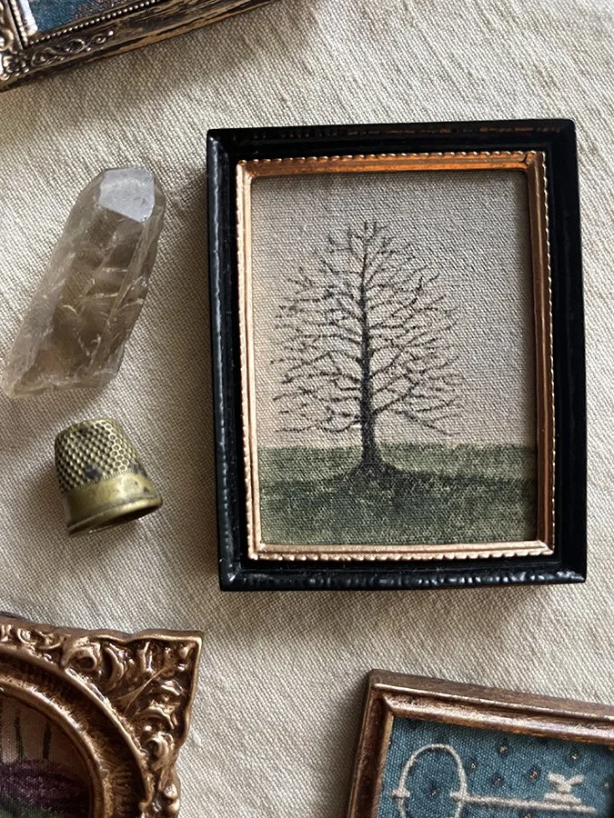 tree in mist miniature painting by Phoebe Stout for Talufane