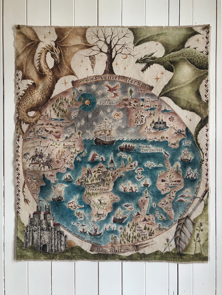 Original art medieval-inspired map by Phoebe Stout for Talufane