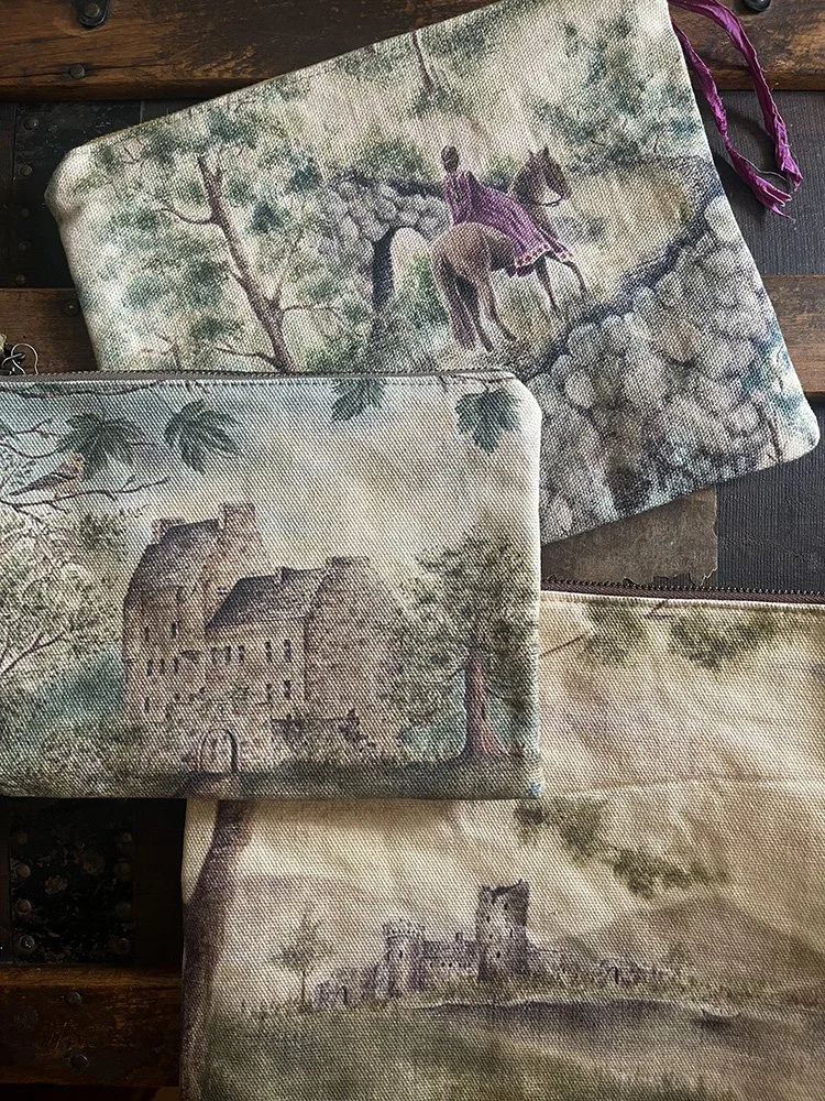 painting pouches by Phoebe Stout for Talufane