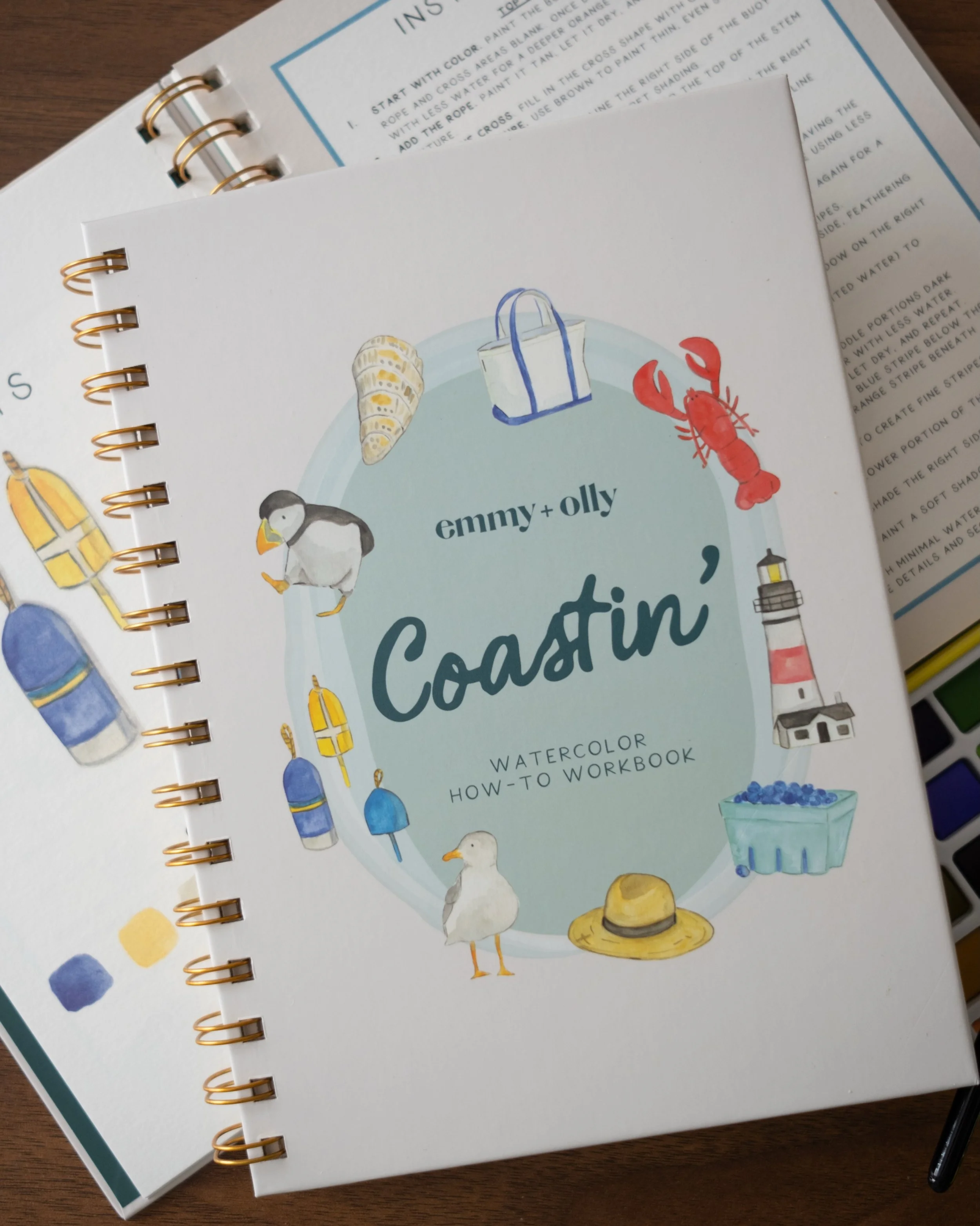 Finally got a chance to pick these up 👏🏼🌊🎨

I recently had the pleasure of designing @emmy.and.olly&rsquo;s watercolor workbook, Coastin&rsquo; and it&rsquo;s even more beautiful in person! I seriously love graphic design projects like this. It&r