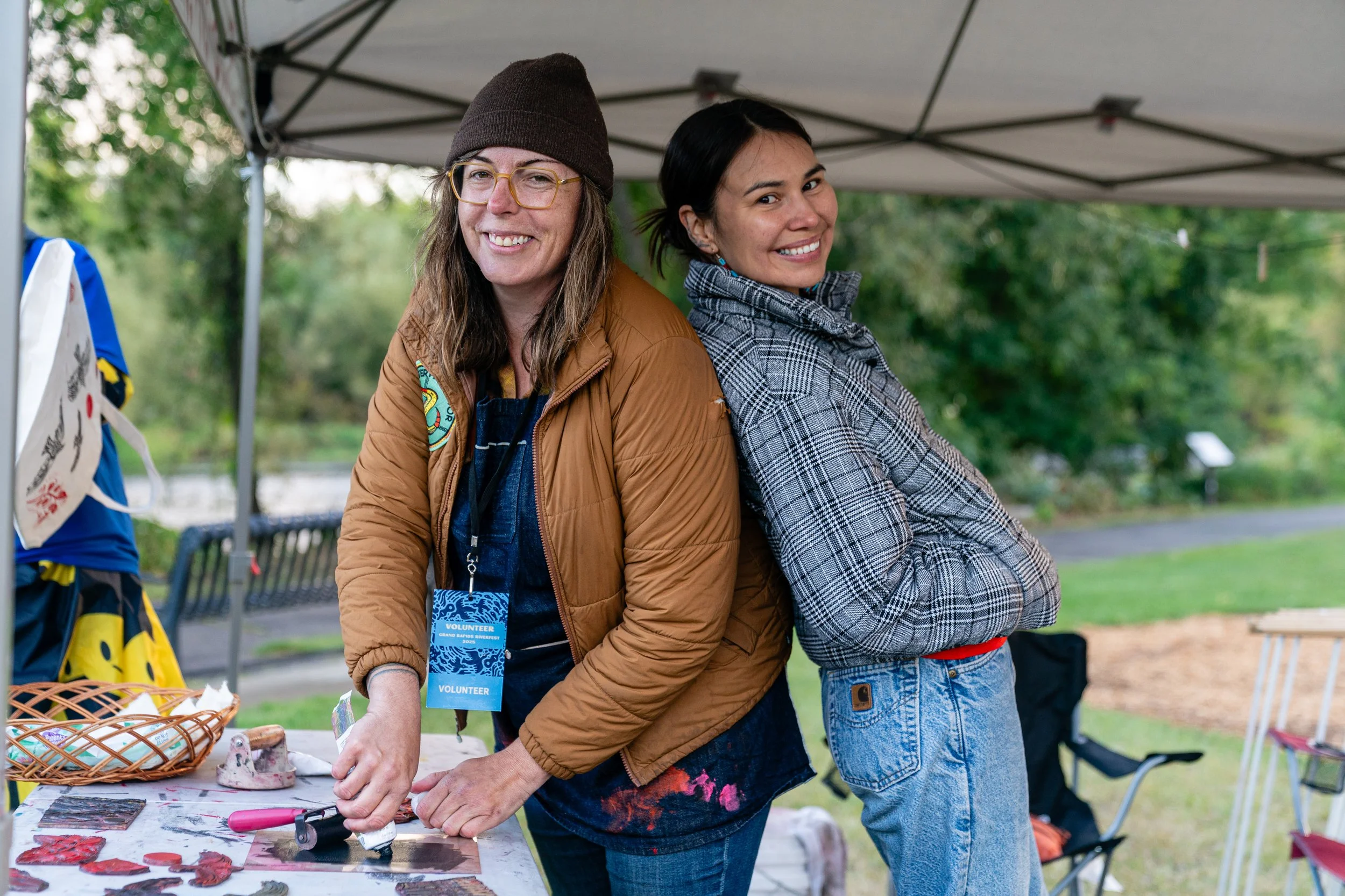 Shanai and Geezis at the Fire In The Village tent.jpg