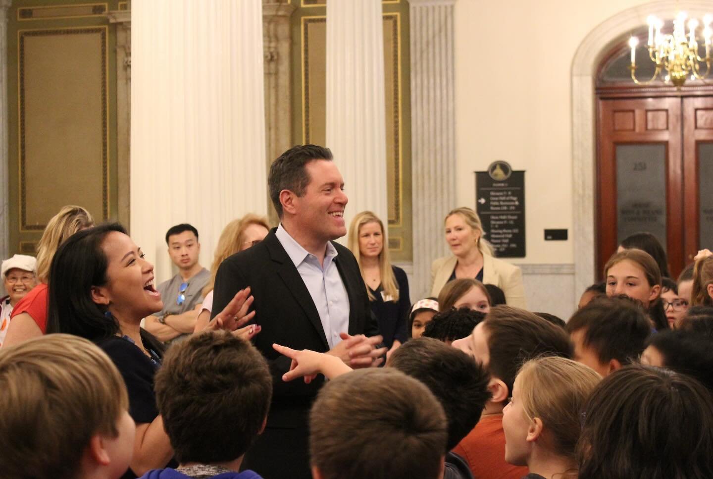 High Plain Elementary&rsquo;s Chorus performed their top hits at the State House today. After, Rep Nguyen and I spoke with the students about the role of government and asked what they thought about a law mandating 7 day school weeks. They were very 