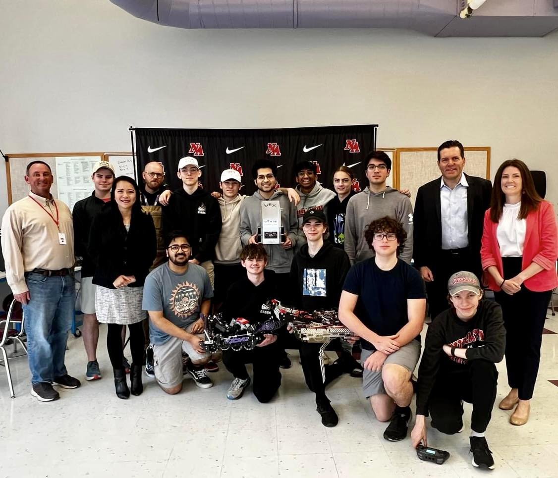 This morning, I had the honor of congratulating the North Andover High School robotics teams on their participation in the Vex Robotics World Championship! 

I spoke with the students about how critical the robotics industry to our Massachusetts econ