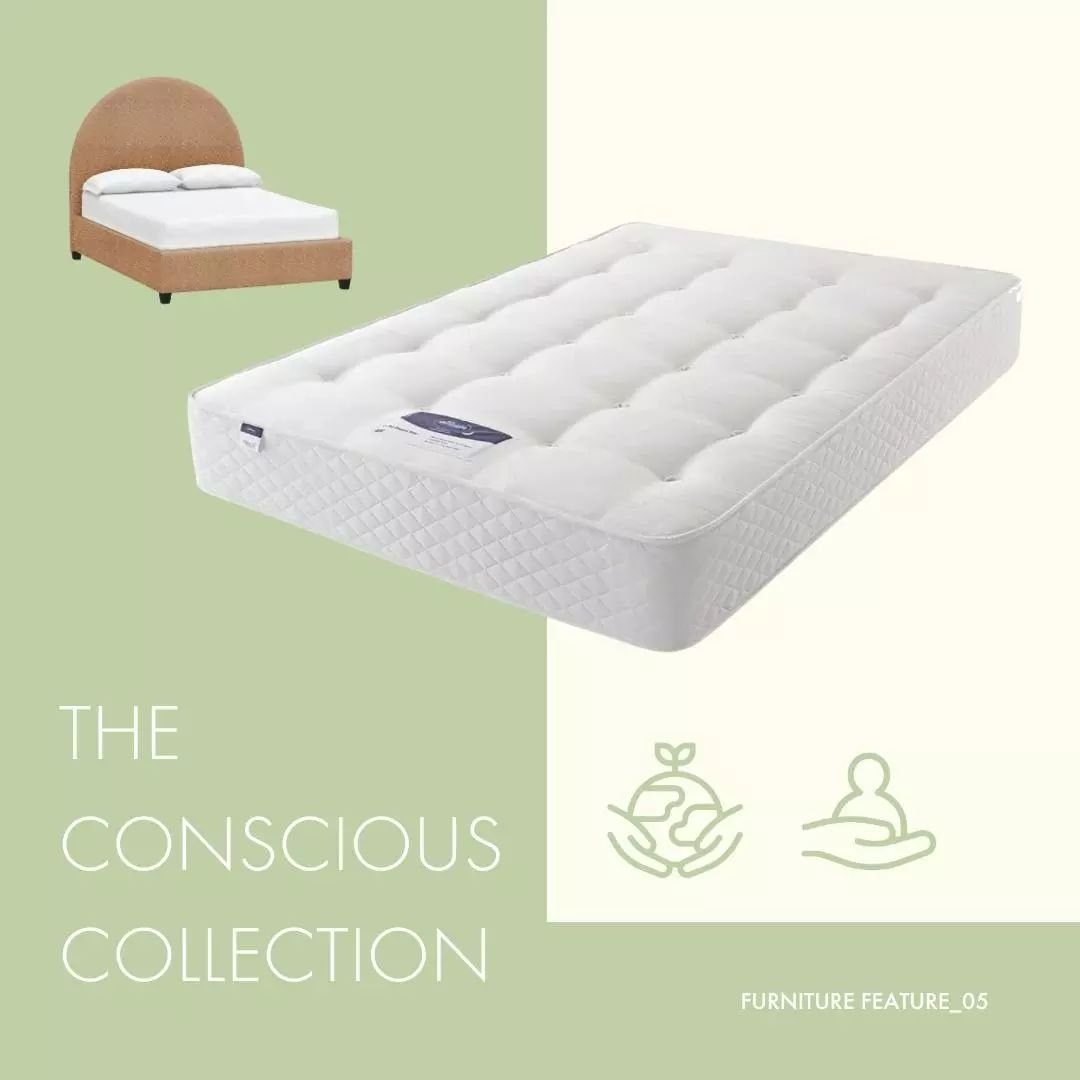 Our April's furniture feature 🛏️ Upgrade your sleep experience with our eco-comfort mattress, featuring upcycled plastic bottle flakes spun into polyester microfibers. Proudly chemical-free and sourced from a carbon-neutral business, it's the perfec