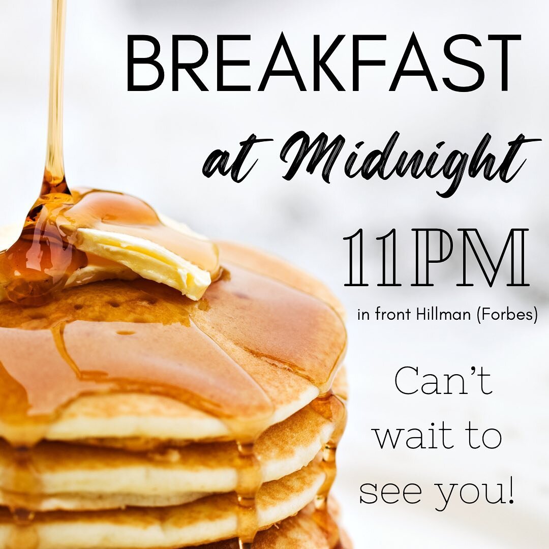 Take a study break and refuel with us in front of Hillman 11pm TONIGHT! 

Pancakes, waffles, eggs, and ❤️