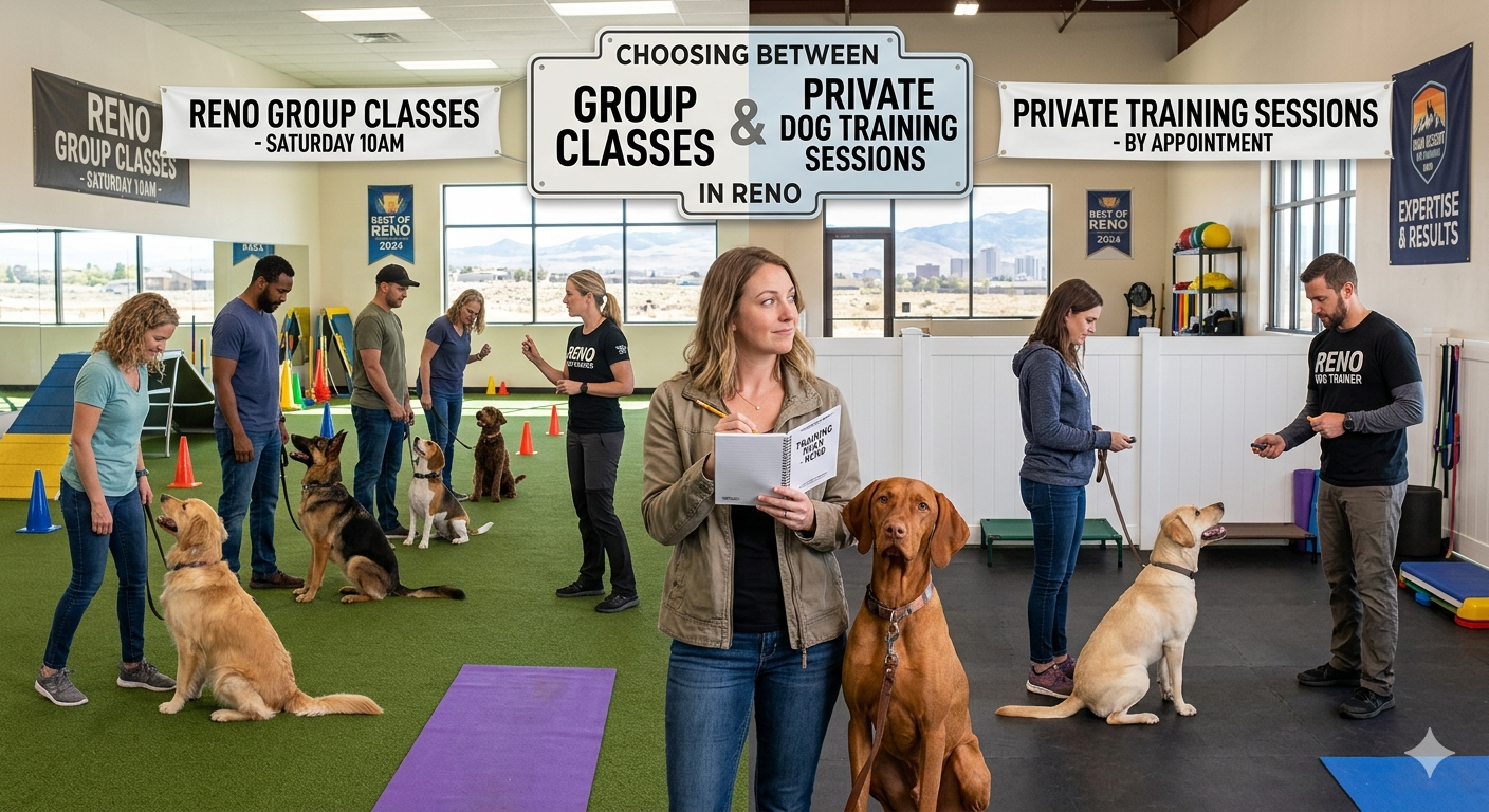 Choosing Between Group Classes and Private Dog Training Sessions in Reno 