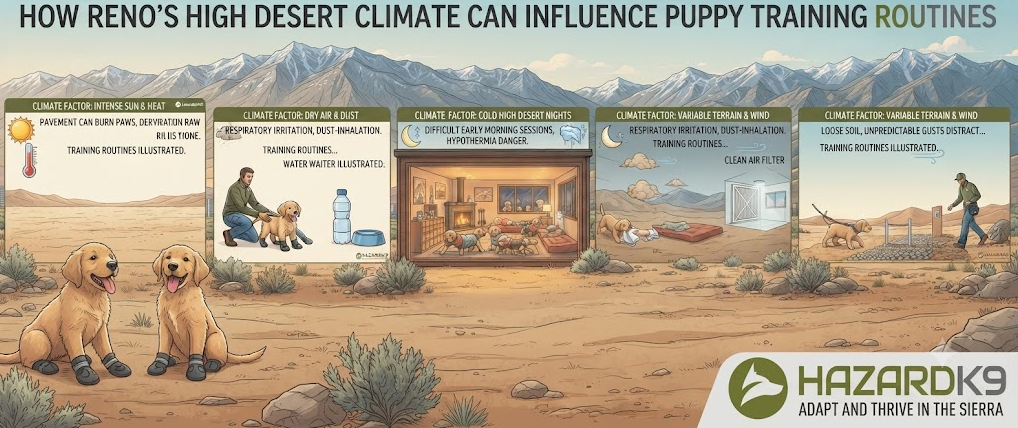 How Reno’s High Desert Climate Can Influence Puppy Training Routines