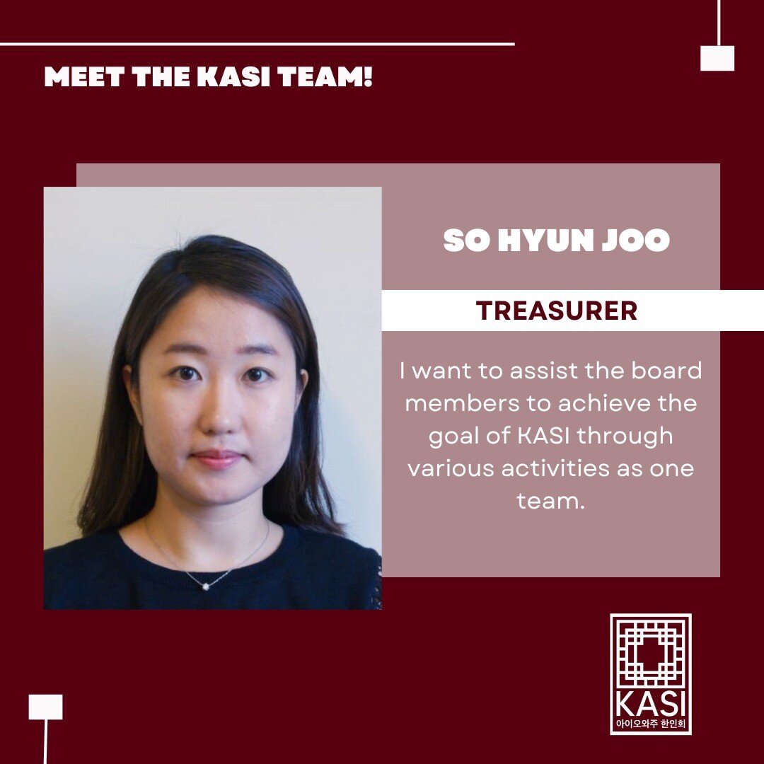 Meet our Treasurer! 

So Hyun Joo (주소현) will serve as KASI treasurer from Jan 22 to Dec 24. So Hyun is a Senior Market Risk Analyst at Federal Home Loan Bank of Des Moines. When she is not working, she spends time with her family, husband and two dau