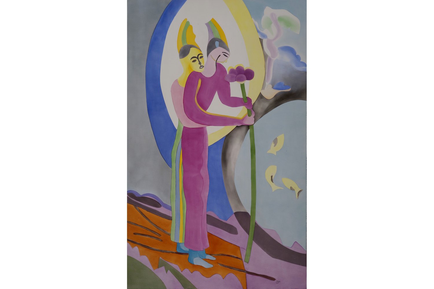 Jared FitzGerald, Tender, 2021, Overglaze on White Chinese Porcelain Panel, 32.28 W x 51.18 L in / 82 x 130 cm
