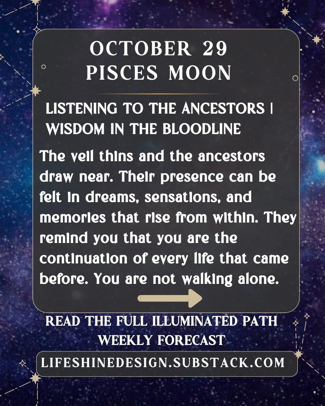 𖤓  Read the full Illuminated Path Weekly Forecast + sensory rituals in my Substack → link in linktree in my bio