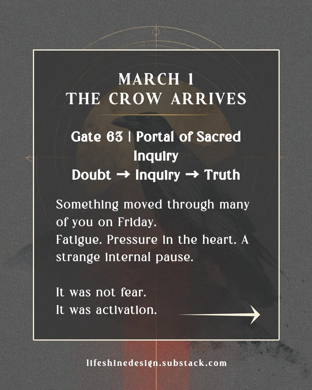 Gate 63 moves through the Head Center this week, asking us to resist the pull toward false certainty. 

Doubt is not the enemy. Unexamined certainty is.

Where are you being asked to stay in the question instead of grabbing an answer? 

Let me know i