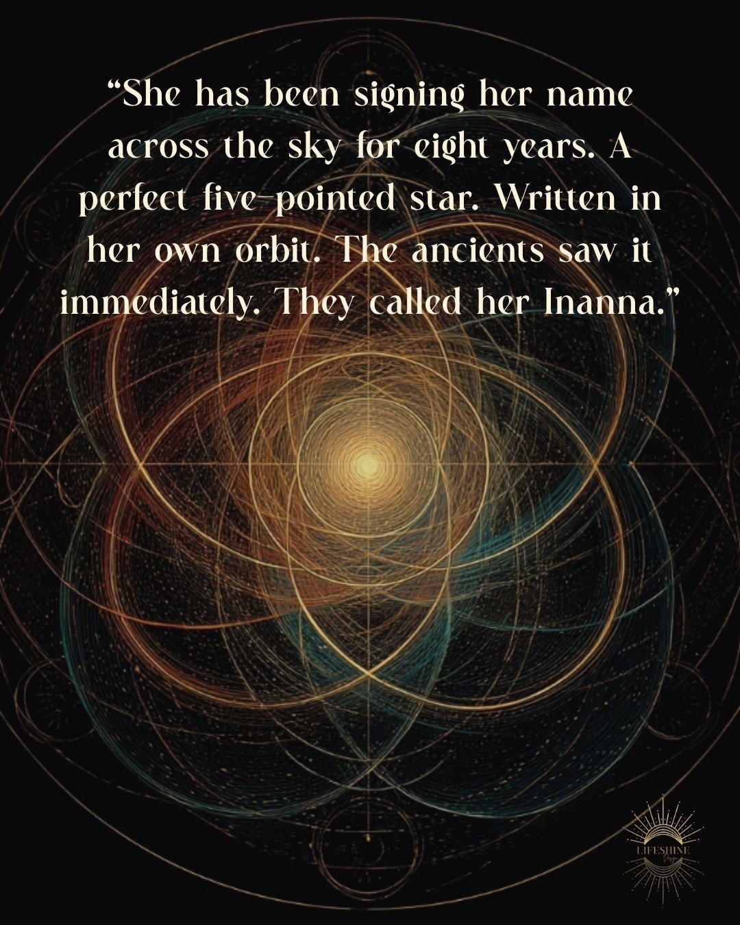 Did you know Venus draws a pentacle in the sky?

Not metaphorically. Literally. Over eight years she completes five full cycles &mdash; descending, disappearing, rising again &mdash; and when you plot all five return points on a star chart, a perfect