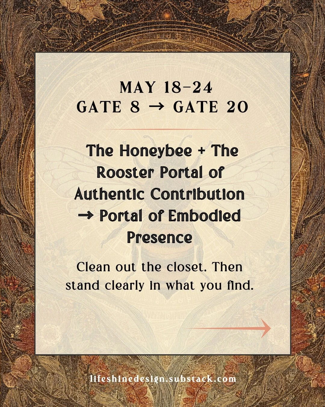 Two questions are moving through the field this week, and they belong together.

What are you still holding that belongs to a version of you that has already moved on?

And once you've looked &mdash; can you stand in what you find without performing 