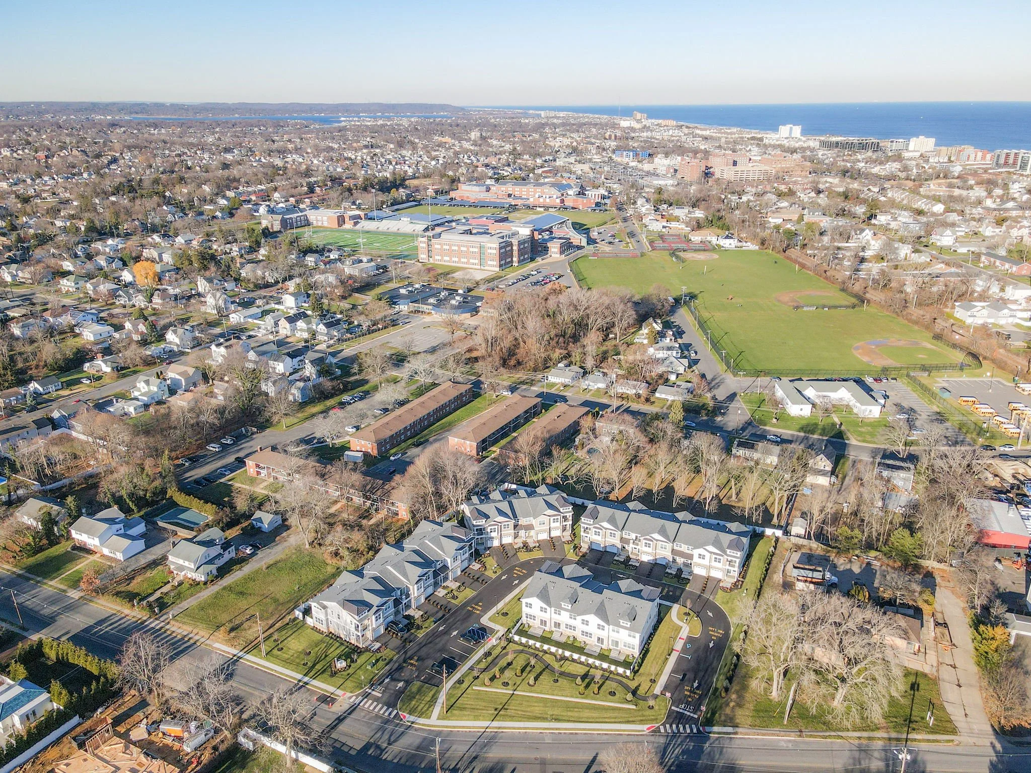 drone photo showing the proximity to the beach.