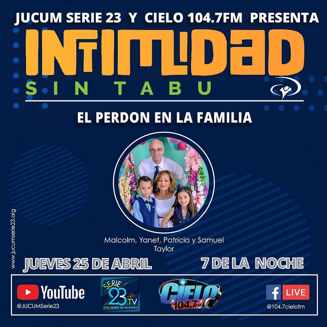 Esta noche a trav&eacute;s de la emisora CIELO FM 104.7.

Estaremos la familia Taylor 
Compartiendo el tema: El Perd&oacute;n en la Familia..