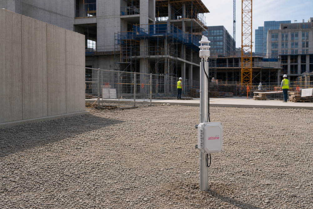Attune weather station on a construction site