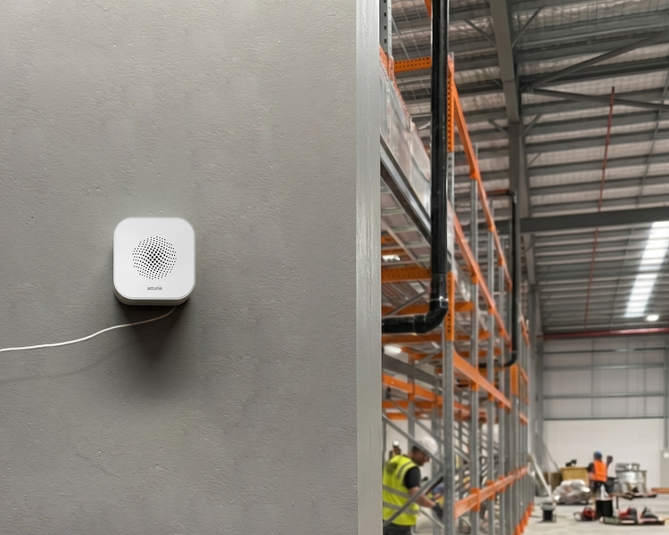 Attune indoor air quality and sound sensor on a construction site