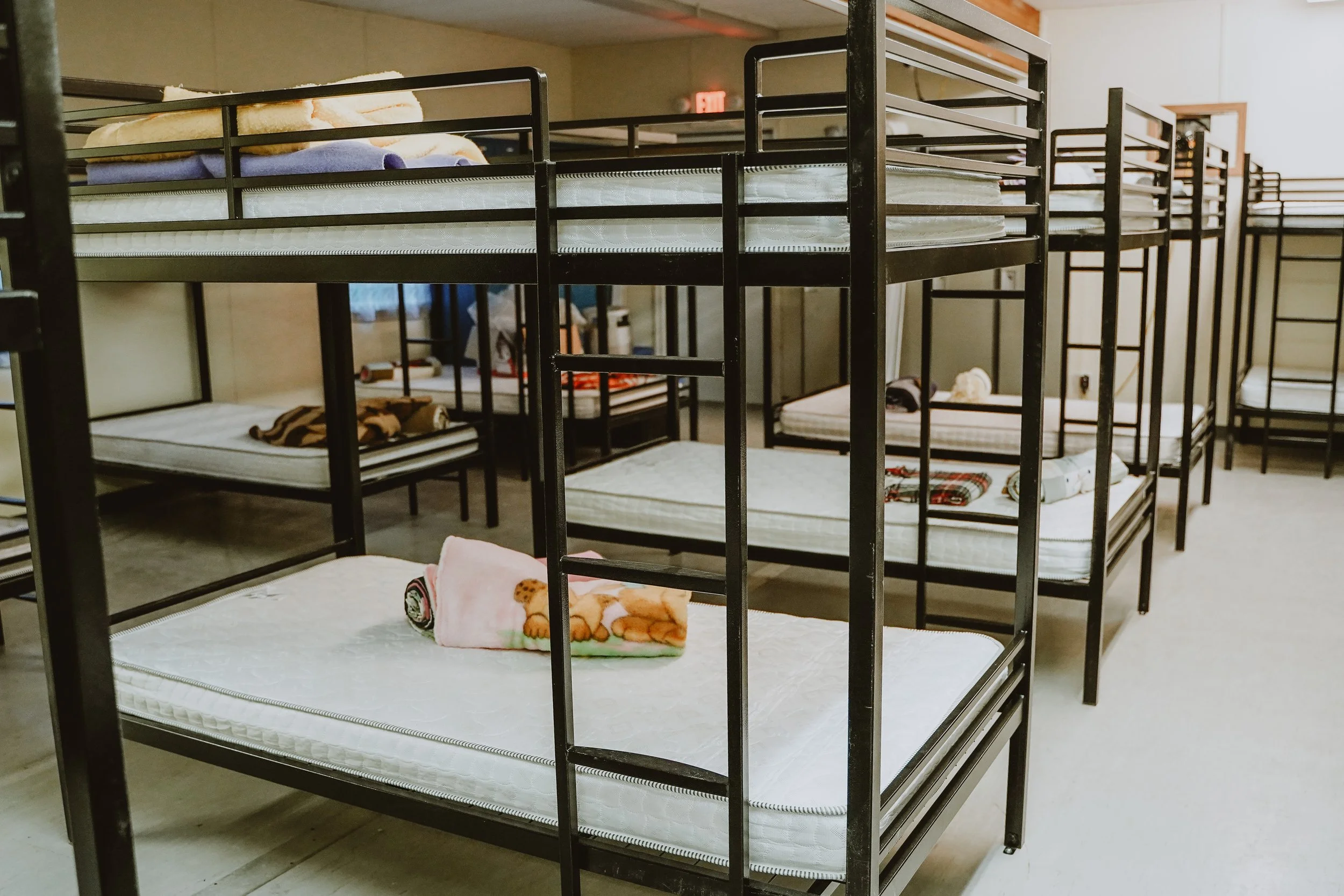 bunk beds in a homeless shelter