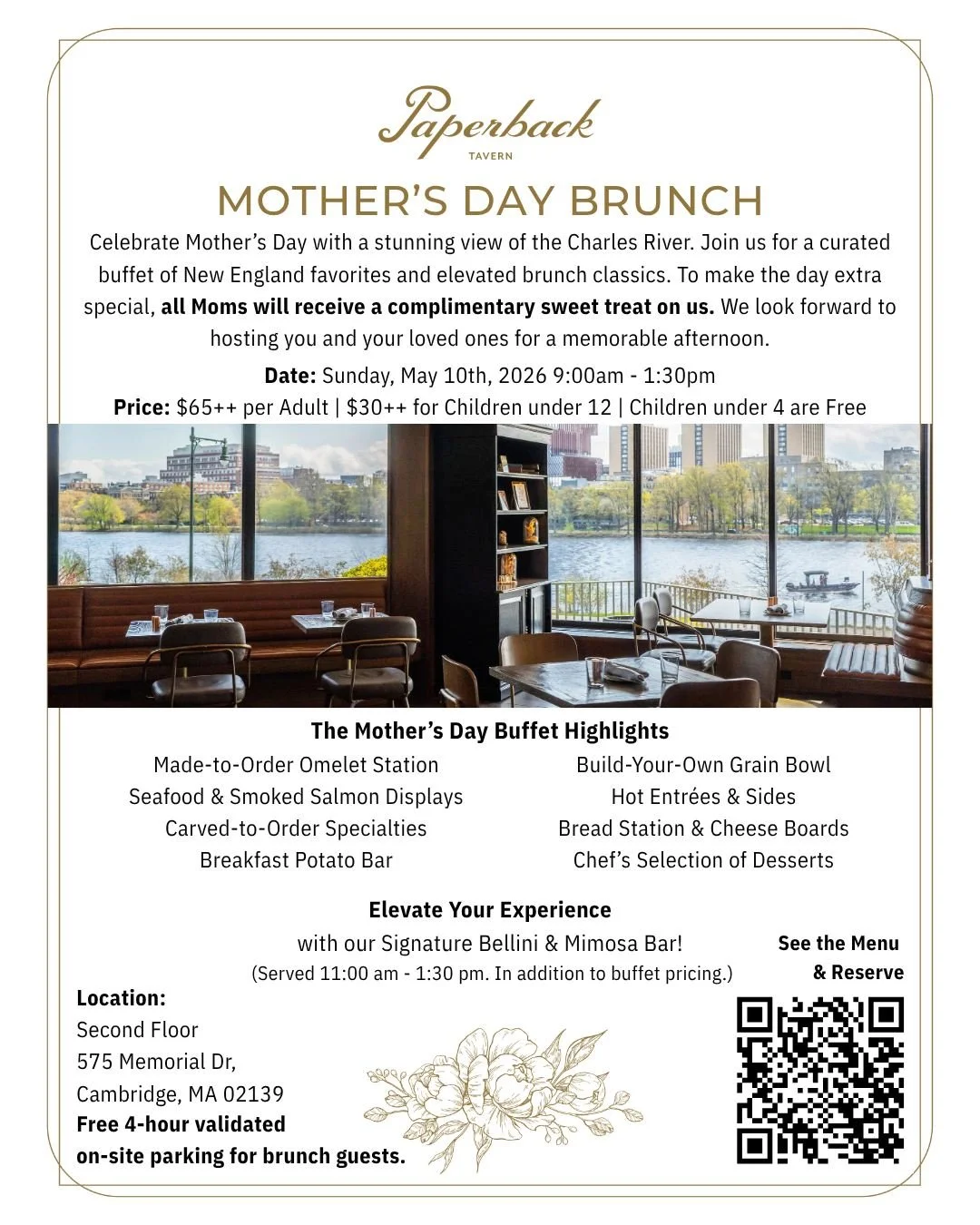 A day for Mom, done right 💐 Brunch at Paperback Tavern is the perfect way to celebrate with something delicious and a seat with a view. 

Make your reservations today.