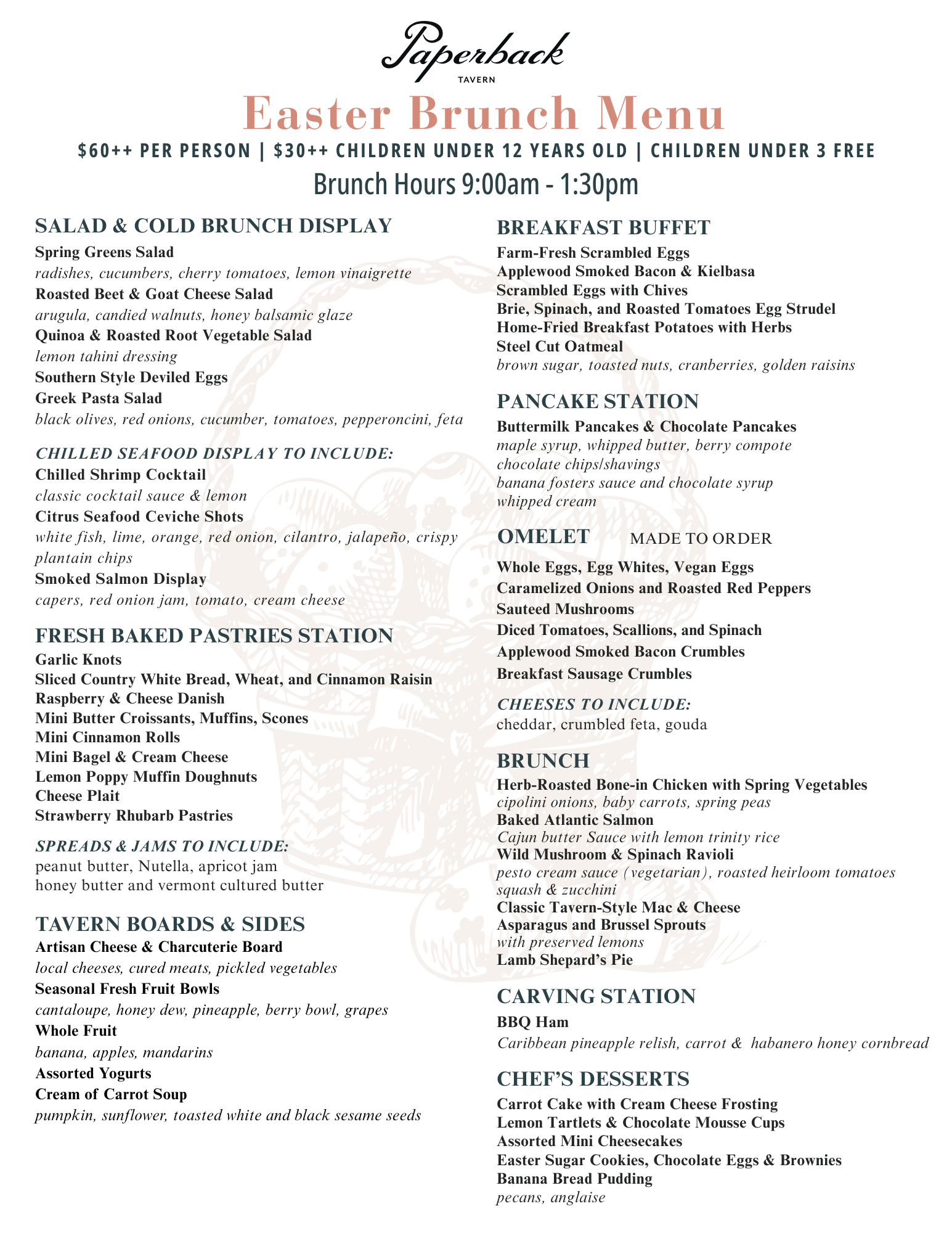 Easter Sunday Brunch Menu