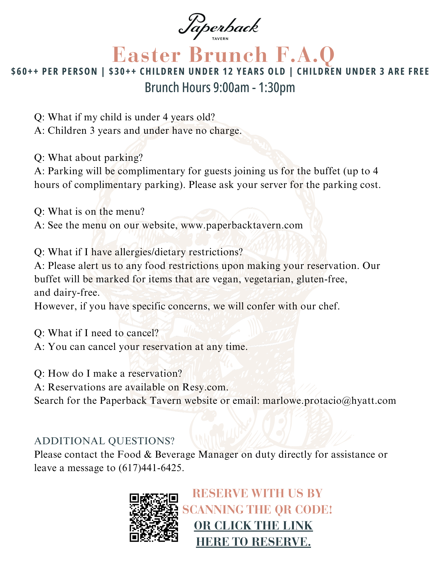 Easter Sunday Brunch FAQ