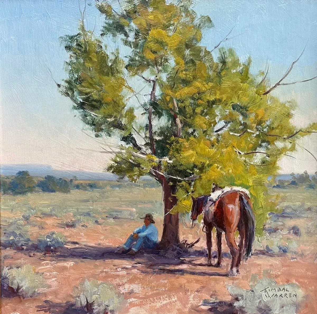 SOLD - Under The Old Cedar — Santa Fe Trails Fine Art