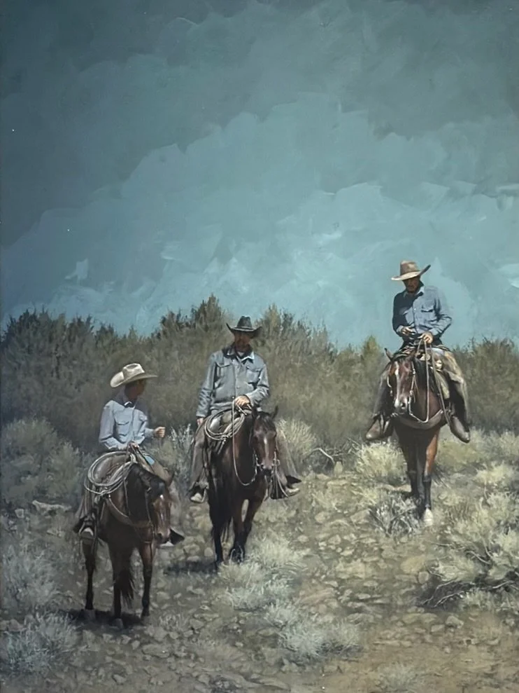 Proudly representing Mikel Donahue, CAA | How High the Moon | 32x20 ⁠
⁠
⁠⁠A multiple award winning member of the Cowboy Artists of America, artist Mikel Donahue is best known for his impeccable depictions of cowboy life. His drawings and paintings po