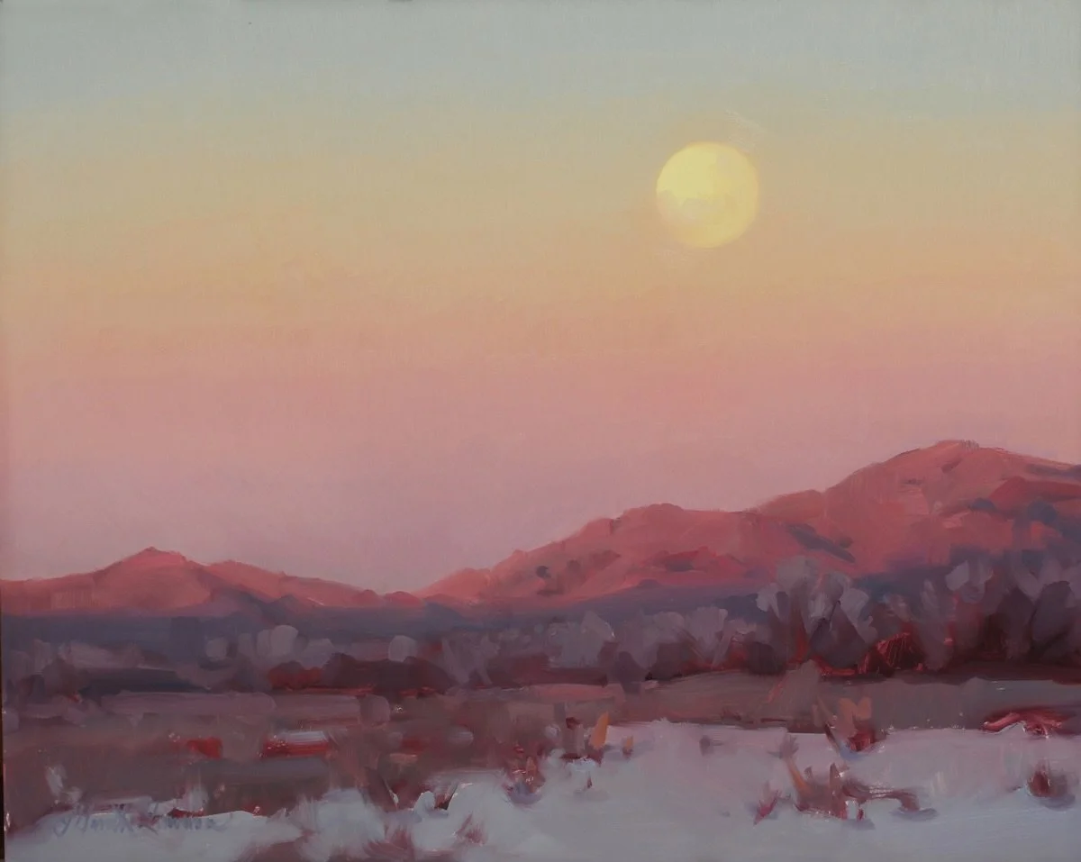 New Work! ⁠
Jessica Garrett Lawrence | Winter Moon | 16x20 | oil⁠
See Jessica&rsquo;s new collection at Santa Fe Trails Fine Art!