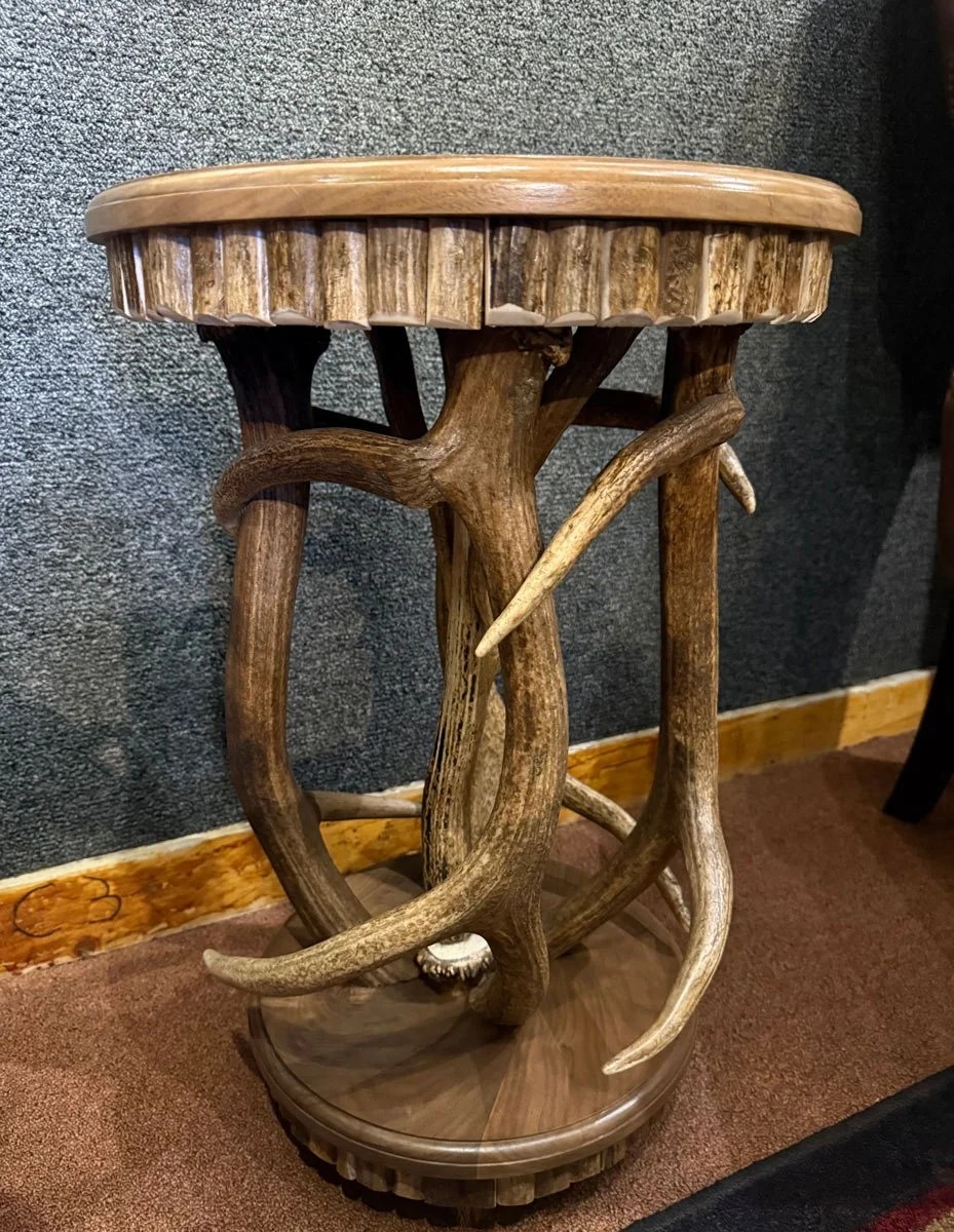 Round End Table - Walnut & Antler