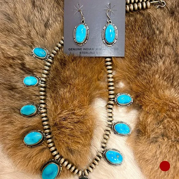SOLD - #36 Sleeping Beauty Turquoise and Sterling Silver Necklace and Earring Set
