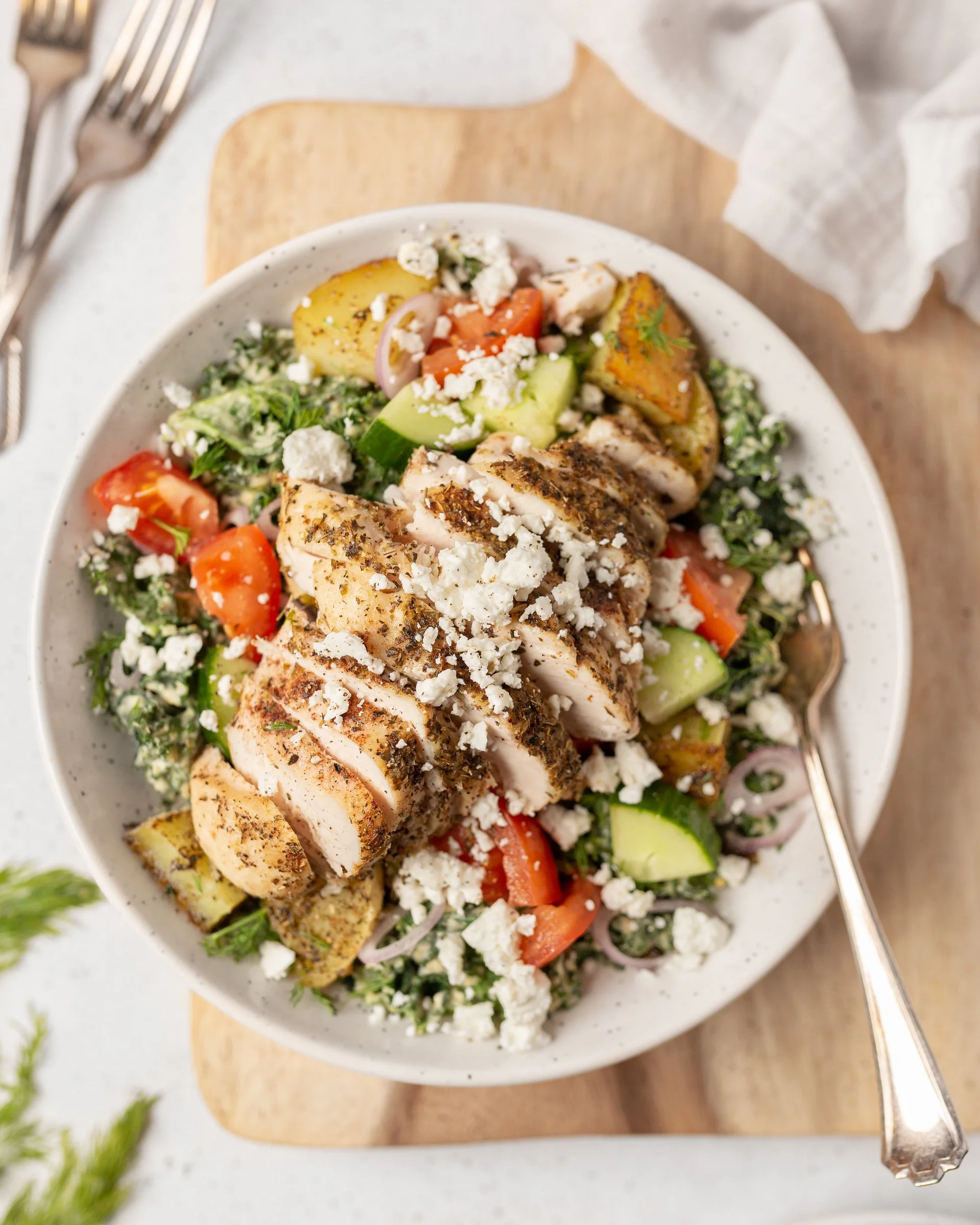 Mediterranean Chicken Salad with Creamy Hummus Dressing — Strawberry